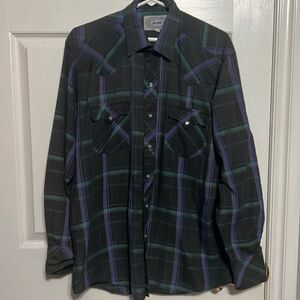 🔥🔥 ATB WESTERN PEARL SNAP SHIRT - Black/Purple/Green - Good Condition - Sz L